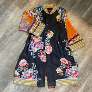 JOHNNY WAS reversible silk coat, Size "M"